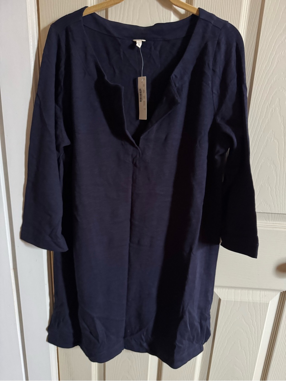 J. Crew Women’s Navy Long-Sleeve V-Neck Tunic Swim Cover-up Top